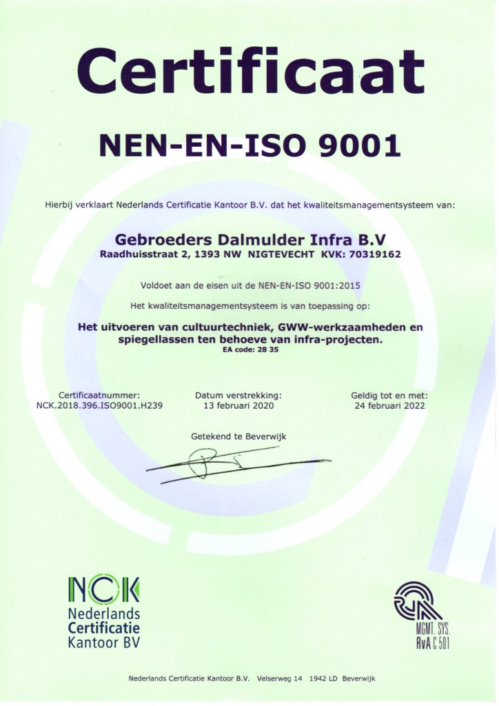 Certificaat NEN - EN- ISO 9001